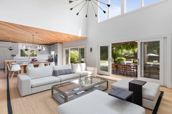 Dining room, Interior, Kitchen, Living room, Pendant Lights, Recessed Lighting, Wooden Ceilings, Wood Texture Flooring