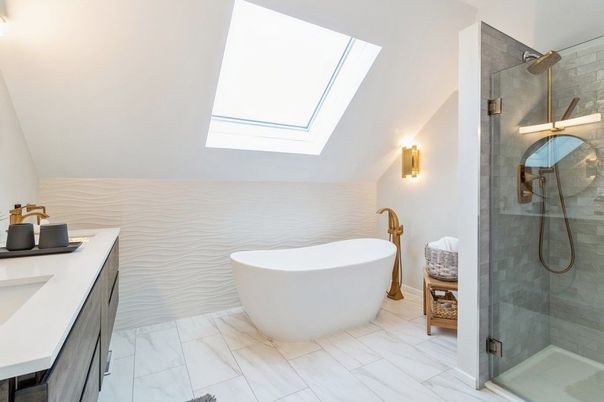 Bathroom, Free Standing Baths, Glass Shower, Interior, Marble