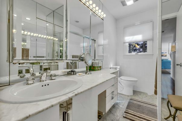 Bathroom, Dual Sink Vanities, Interior, Marble, Recessed Lighting
