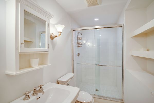 Bathroom, Glass Shower, Interior, Recessed Lighting