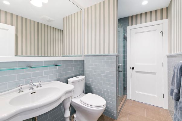 Bathroom, Glass Shower, Interior, Recessed Lighting