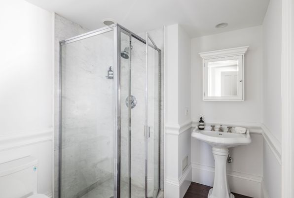Bathroom, Glass Shower, Interior, Marble Walls