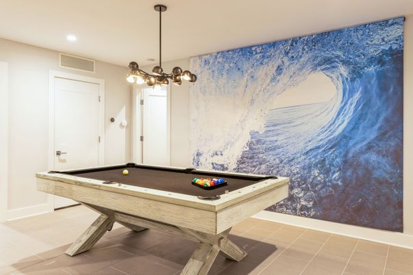 Billiard Table, Game Room, Interior, Pendant Lights, Recessed Lighting