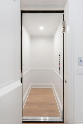 Elevator, Interior, Recessed Lighting, Wood Texture Flooring