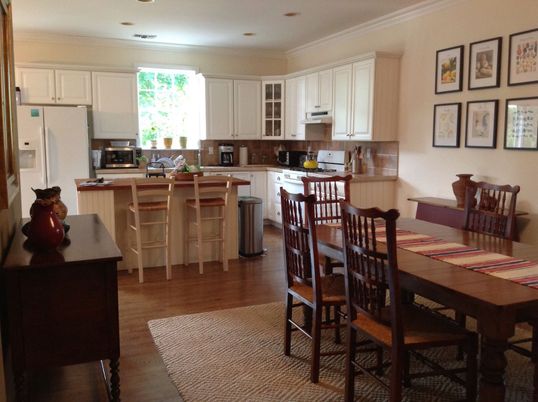 Dining room, Interior, Kitchen, Recessed Lighting, Wood Texture Flooring