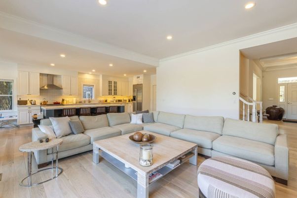 Interior, Kitchen, Living room, Recessed Lighting, Stainless Steel Appliances, Wood Texture Flooring