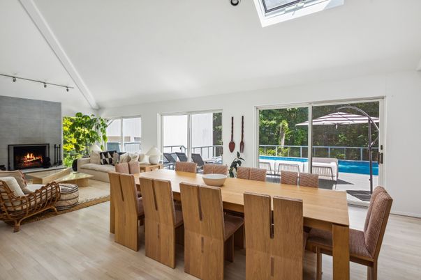 Dining room, Fireplace, Interior, Living room, Wood Texture Flooring
