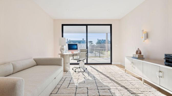 Home Office, Interior, Recessed Lighting, Wood Texture Flooring