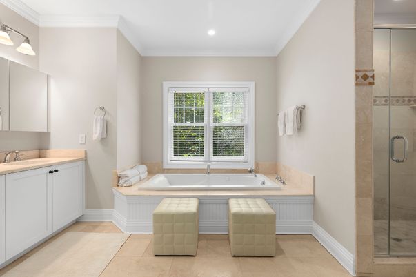 Bathroom, Glass Shower, Interior, Recessed Lighting