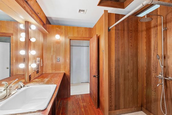 Bathroom, Interior, Wood Texture Flooring, Wooden Walls