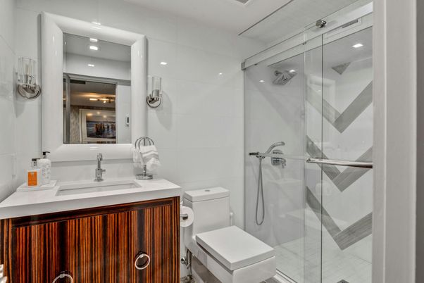 Bathroom, Glass Shower, Interior, Recessed Lighting
