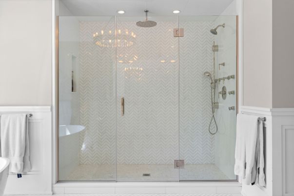 Bathroom, Glass Shower, Interior, Recessed Lighting