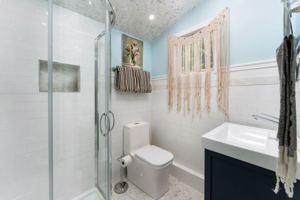 Bathroom, Glass Shower, Interior, Recessed Lighting
