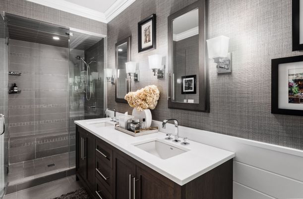 Bathroom, Dual Sink Vanities, Glass Shower, Interior, Recessed Lighting