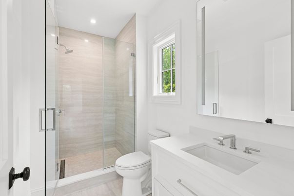 Bathroom, Glass Shower, Interior, Recessed Lighting
