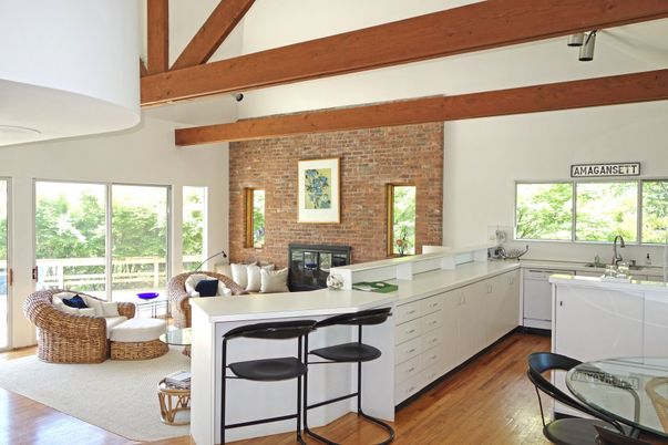 Fireplace, Interior, Kitchen, Stone Walls, Wooden Beams, Wood Texture Flooring