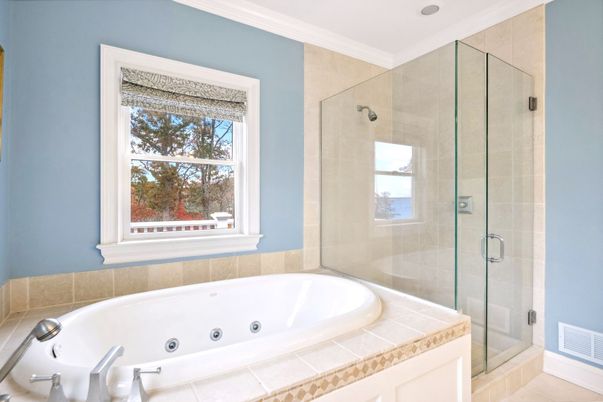 Bathroom, Glass Shower, Interior, Recessed Lighting