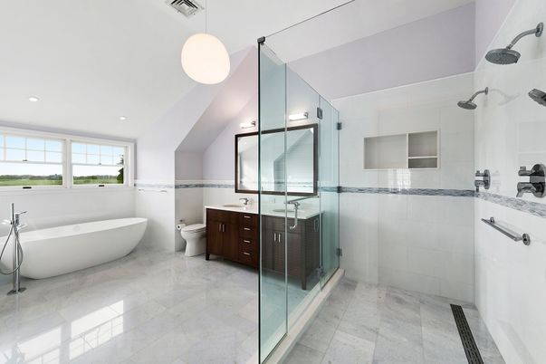 Bathroom, Dual Sink Vanities, Free Standing Baths, Glass Shower, Interior, Recessed Lighting