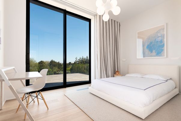 Bedroom, Home Office, Interior, Pendant Lights, Wood Texture Flooring