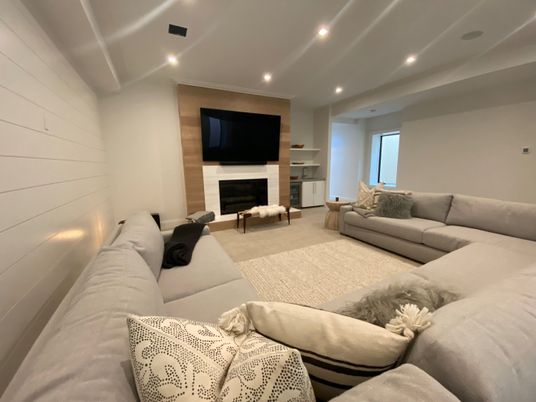 Fireplace, Interior, Living room, Recessed Lighting