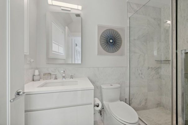 Bathroom, Glass Shower, Interior, Marble Walls