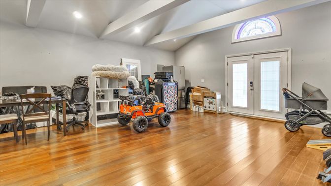 Home Office, Interior, Recessed Lighting, Wood Texture Flooring