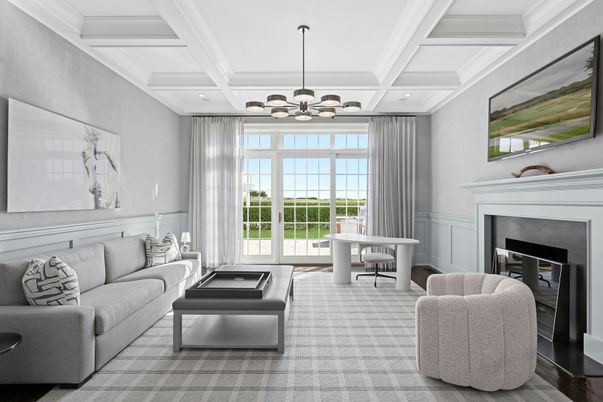 Fireplace, Home Office, Interior, Living room, Pendant Lights, Recessed Lighting
