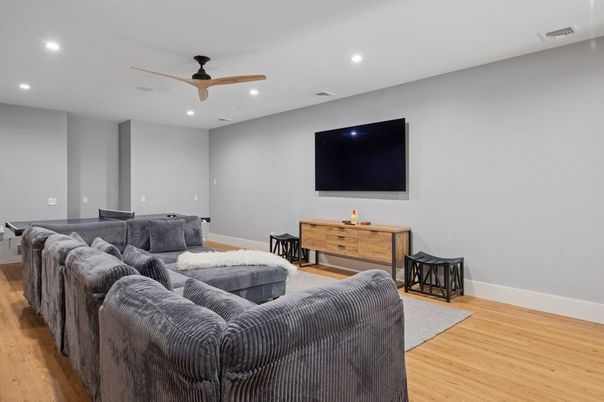 Interior, Living room, Recessed Lighting, Wood Texture Flooring