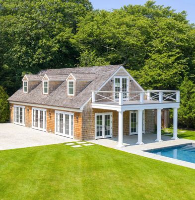 Backyard, Exterior, Facade, Brick Facade, Pool, Farmhouse