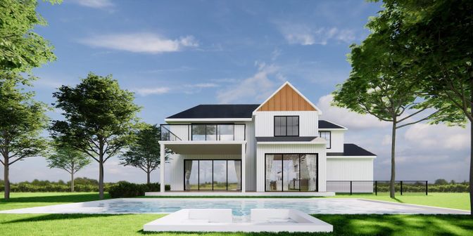 Backyard, Exterior, Facade, Pool, Farmhouse