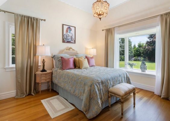 Bedroom, Chandelier, Interior, Wood Texture Flooring