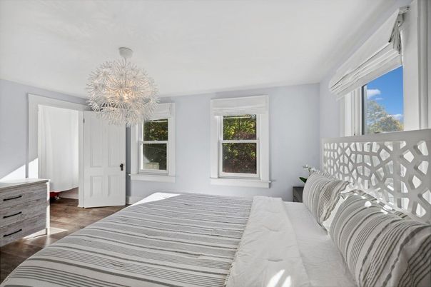 Bedroom, Chandelier, Interior, Wood Texture Flooring
