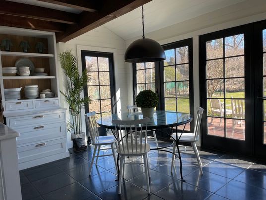 Dining room, Interior, Pendant Lights, Wooden Beams