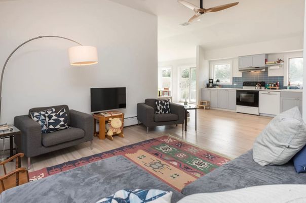 Interior, Kitchen, Living room, Stainless Steel Appliances, Wood Texture Flooring