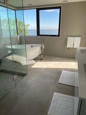 Bathroom, Free Standing Baths, Glass Shower, Interior, Water