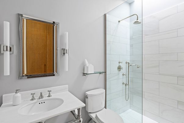 Bathroom, Glass Shower, Interior, Marble Walls