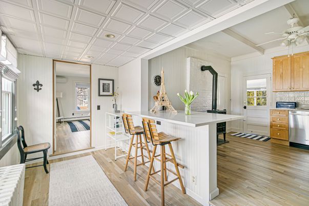 Interior, Kitchen, Recessed Lighting, Wood Texture Flooring