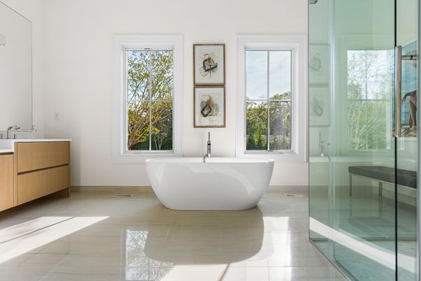 Bathroom, Free Standing Baths, Glass Shower, Interior