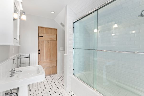 Bathroom, Glass Shower, Interior, Recessed Lighting