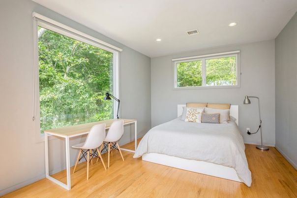 Bedroom, Home Office, Interior, Recessed Lighting, Wood Texture Flooring