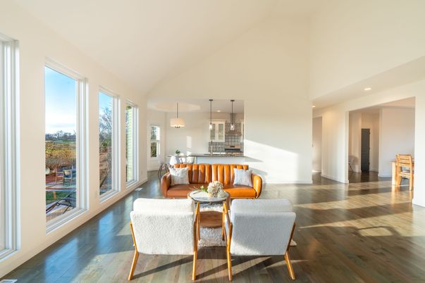 Dining room, Interior, Kitchen, Pendant Lights, Recessed Lighting, Wood Texture Flooring