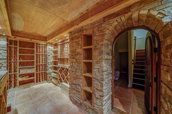 Interior, Recessed Lighting, Stone Walls, Wine Storage, Wooden Walls