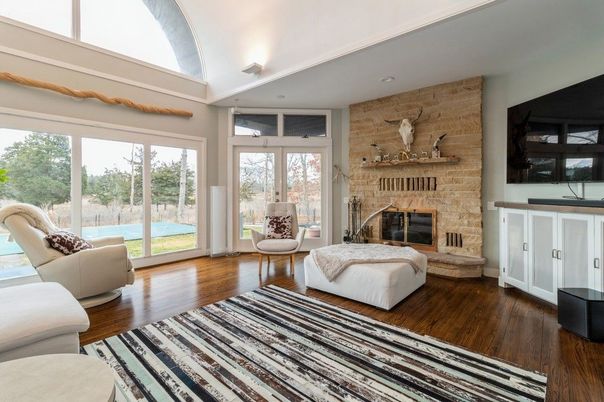 Fireplace, Interior, Stone Walls, Wood Texture Flooring