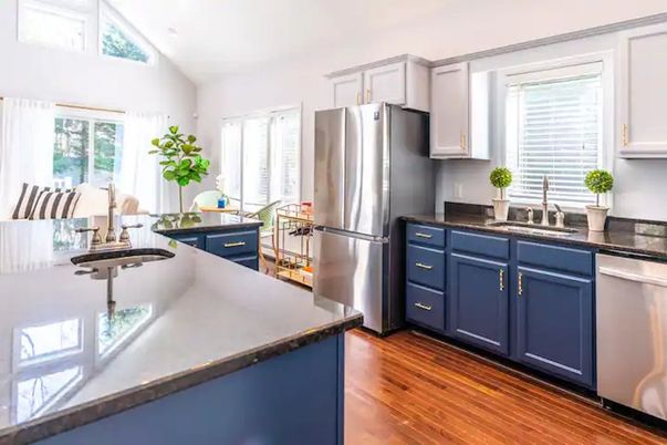 Interior, Kitchen, Stainless Steel Appliances, Wood Texture Flooring