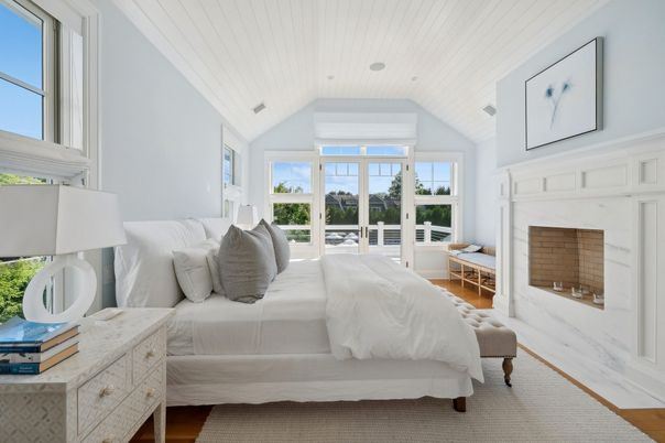 Bedroom, Fireplace, Interior, Wood Texture Flooring