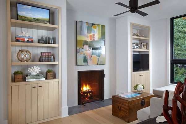 Fireplace, Interior, Wood Texture Flooring
