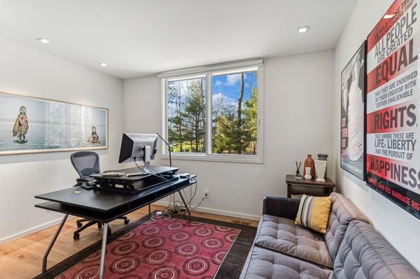 Home Office, Interior, Recessed Lighting, Wood Texture Flooring