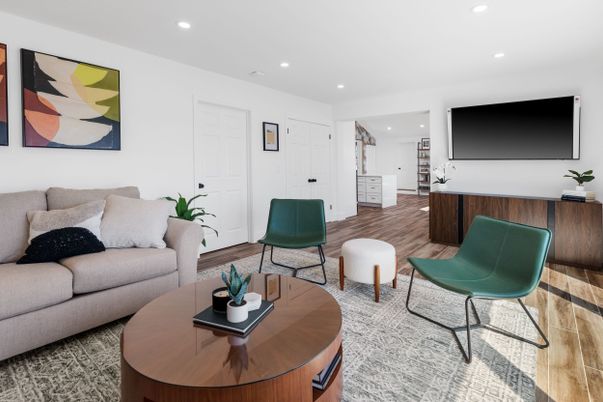 Interior, Living room, Recessed Lighting, Wood Texture Flooring