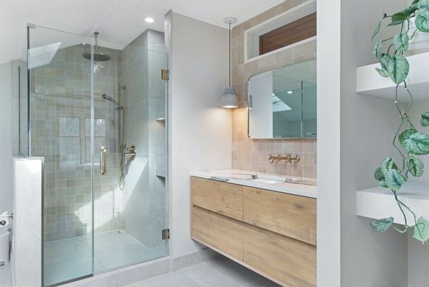 Bathroom, Glass Shower, Interior, Recessed Lighting