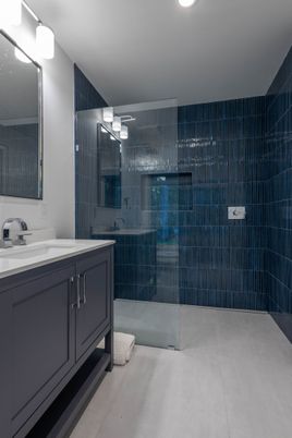 Bathroom, Glass Shower, Interior, Recessed Lighting